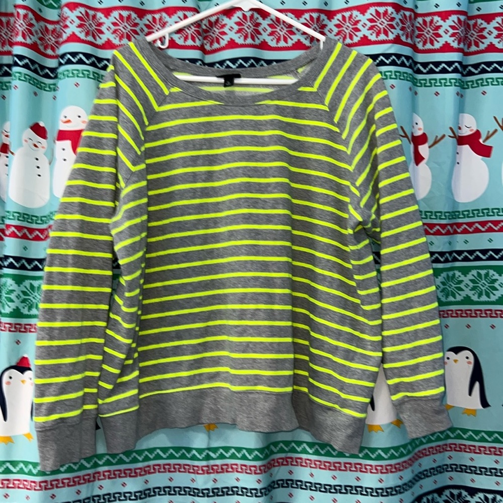 Torrid Neon Yellow and Gray Crew Neck Sweatshirt